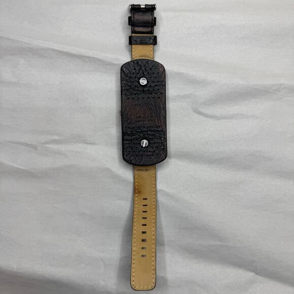 Diesel Men's DZ-2055 Silver Tone Wide Cuff Leather Watch - Picture 2 of 6